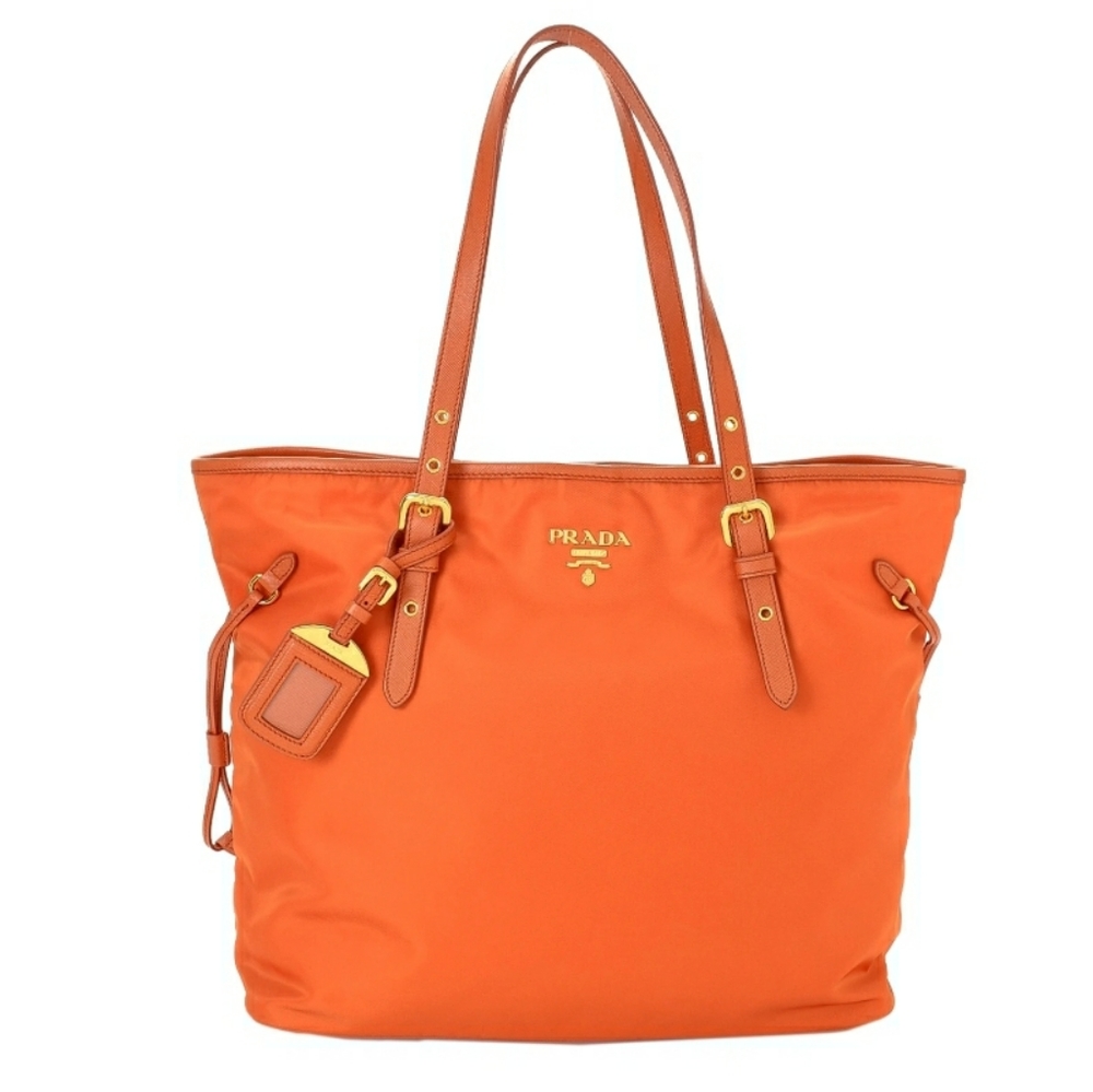 PRADA Large Orange Gold Tote Bag Shoulder Bag
